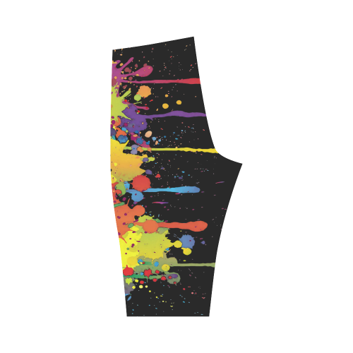 Crazy multicolored running SPLASHES Hestia Cropped Leggings (Model L03)