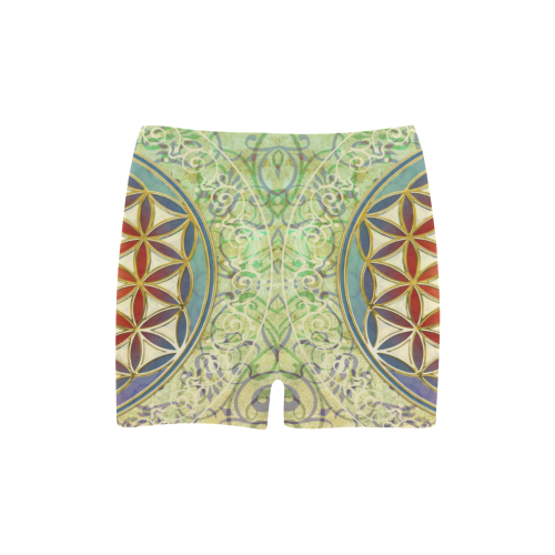 FLOWER OF LIFE vintage ornaments green red Briseis Skinny Shorts (Model L04)