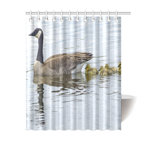Goose And Baby Goslings Shower Curtain 60"x72"