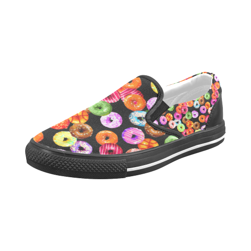 Colorful Yummy DONUTS pattern Men's Slip-on Canvas Shoes (Model 019)