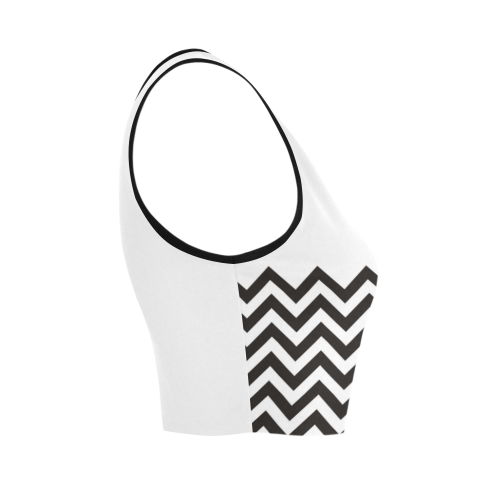 HIPSTER zigzag chevron pattern black & white Women's Crop Top (Model T42)