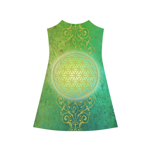 Symbol FLOWER OF LIFE vintage gold green Alcestis Slip Dress (Model D05)