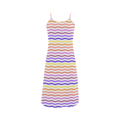 Colorfull Zig Zag Pattern Chevron White Alcestis Slip Dress (Model D05)