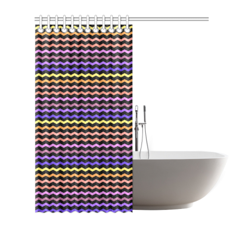 Colorfull Zig Zag Pattern Chevron Black Shower Curtain 72"x72"