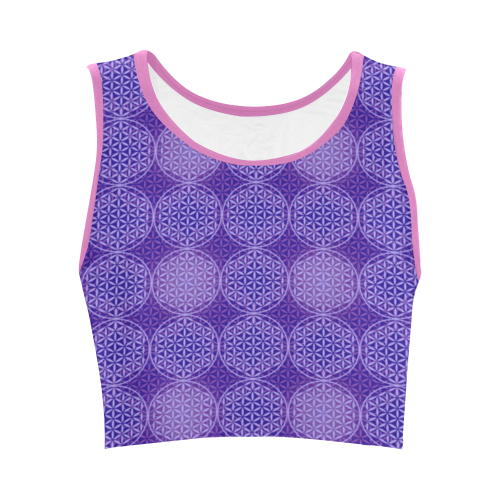 FLOWER OF LIFE stamp pattern purple violet Women's Crop Top (Model T42)