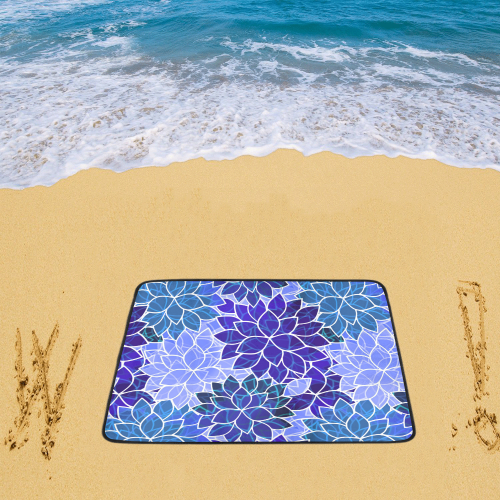 Beautiful Blue Flowers Beach Mat 78"x 60"