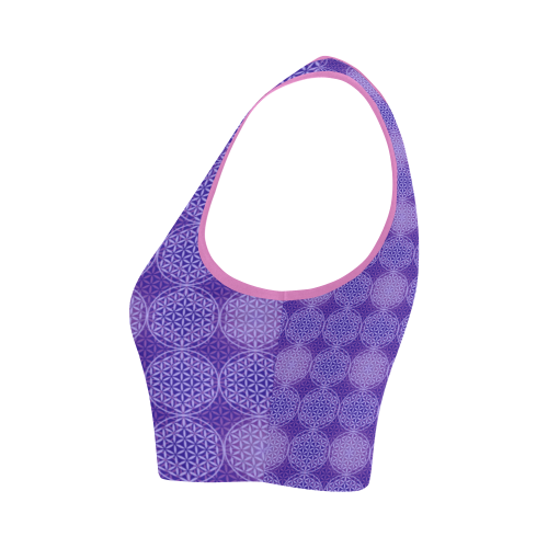 FLOWER OF LIFE stamp pattern purple violet Women's Crop Top (Model T42)