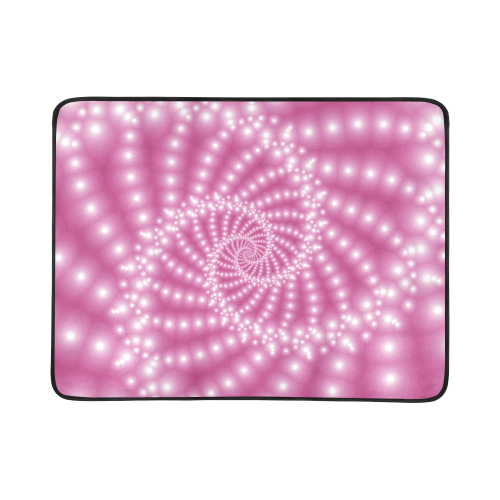 Glossy Pink Beads Spiral Fractal Beach Mat 78"x 60"