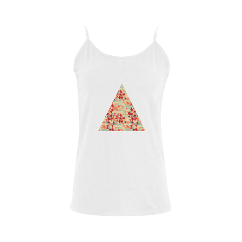 Modern Hipster TRINAGLES pattern red blue beige Women's Spaghetti Top (USA Size) (Model T34)