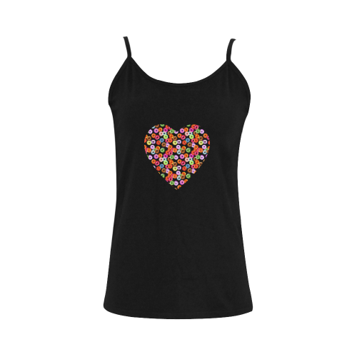 Colorful Yummy DONUTS pattern Women's Spaghetti Top (USA Size) (Model T34)