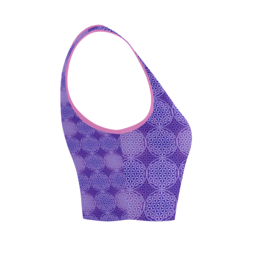 FLOWER OF LIFE stamp pattern purple violet Women's Crop Top (Model T42)