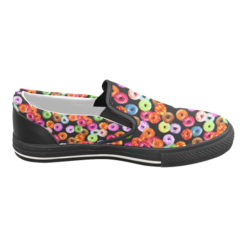 Colorful Yummy DONUTS pattern Men's Unusual Slip-on Canvas Shoes (Model 019)