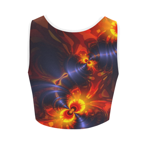 Butterfly Eyes, Abstract Violet Gold Wings Women's Crop Top (Model T42)