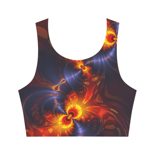 Butterfly Eyes, Abstract Violet Gold Wings Women's Crop Top (Model T42)