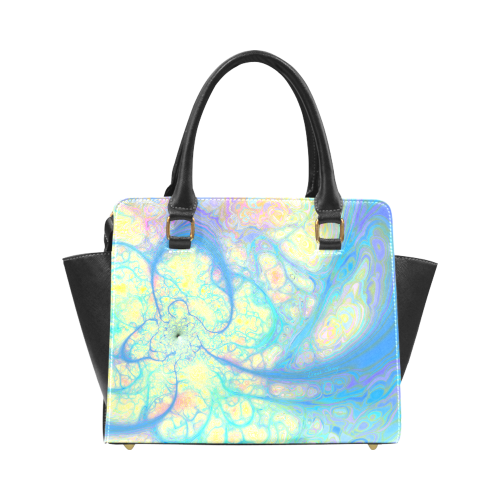 Blue Angel, Abstract Cosmic Azure Lemon Rivet Shoulder Handbag (Model 1645)