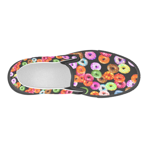 Colorful Yummy DONUTS pattern Men's Slip-on Canvas Shoes (Model 019)