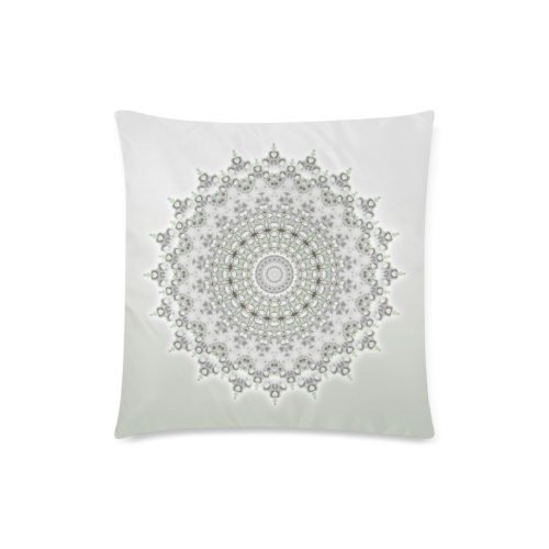 Kaleidoscope Fractal Mandala Grey Green Custom Zippered Pillow Case 18"x18"(Twin Sides)