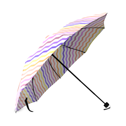 Colorfull Zig Zag Pattern Chevron White Foldable Umbrella (Model U01)