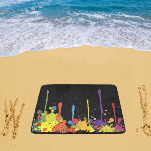 Crazy multicolored running SPLASHES Beach Mat 78"x 60"