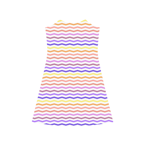 Colorfull Zig Zag Pattern Chevron White Alcestis Slip Dress (Model D05)