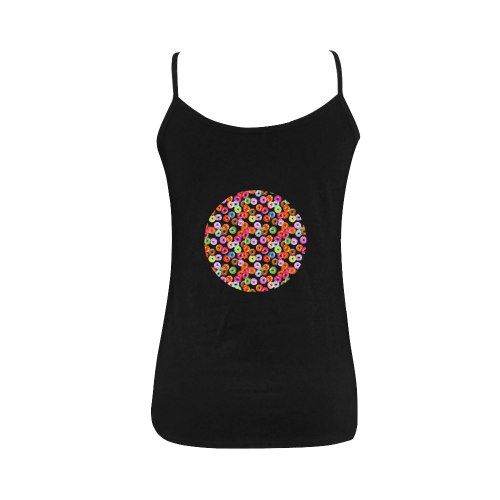 Colorful Yummy DONUTS pattern Women's Spaghetti Top (USA Size) (Model T34)