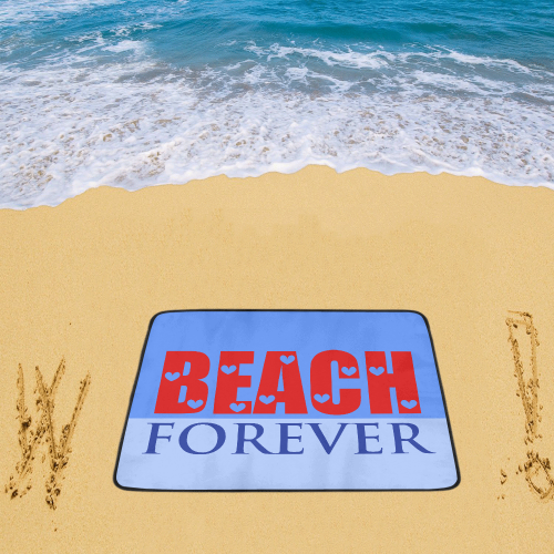 Two Colors BLUE + Message: BEACH FOREVER Beach Mat 78"x 60"