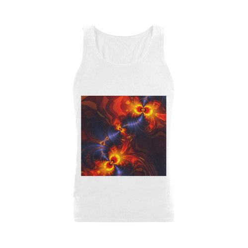 Butterfly Eyes, Abstract Violet Gold Wings Plus-size Men's Shoulder-Free Tank Top (Model T33)