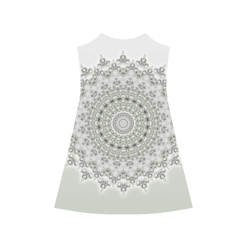 Kaleidoscope Fractal Mandala Grey Green Alcestis Slip Dress (Model D05)