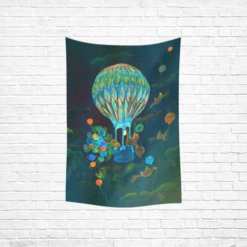 ballons 2 Cotton Linen Wall Tapestry 40"x 60"