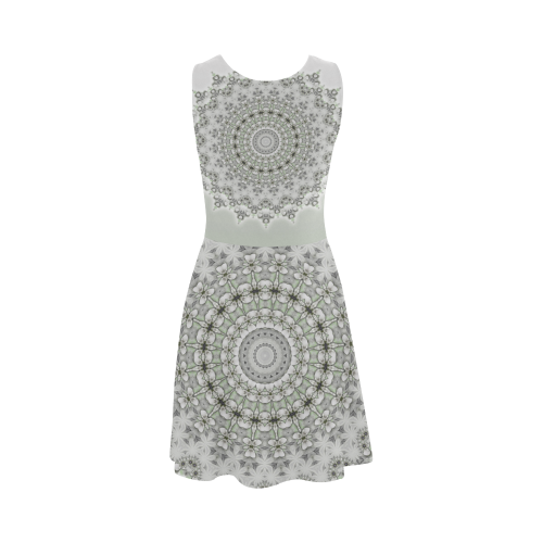 Kaleidoscope Fractal Mandala Grey Green Atalanta Sundress (Model D04)