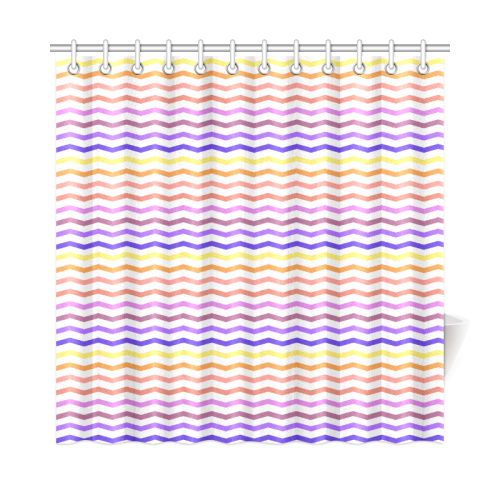 Colorfull Zig Zag Pattern Chevron White Shower Curtain 72"x72"