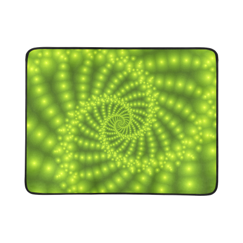 Glossy Lime Green Beads Spiral Fractal Beach Mat 78"x 60"