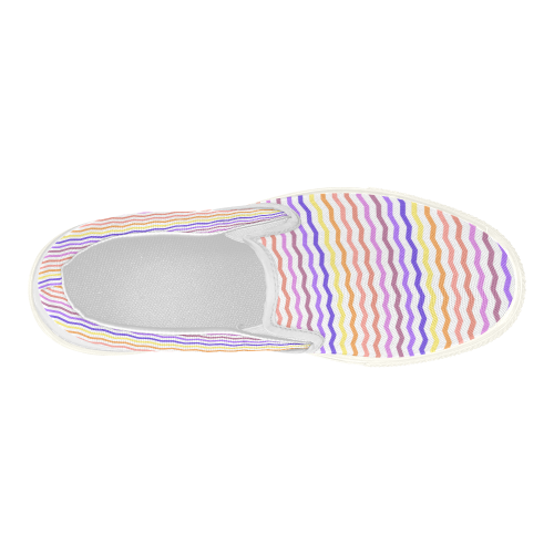 Colorfull Chevron Zig Zag Pattern Women's Slip-on Canvas Shoes (Model 019)