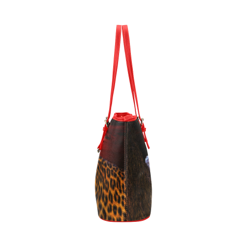 Leopard Sunset Leather Tote Bag/Large (Model 1651)