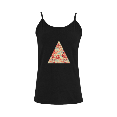 Modern Hipster TRINAGLES pattern red blue beige Women's Spaghetti Top (USA Size) (Model T34)