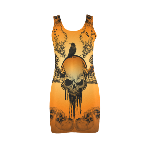 Amazing skull with crow Medea Vest Dress (Model D06)