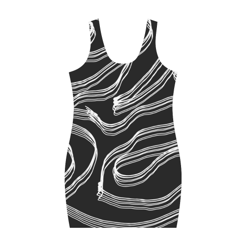 Black white string paint Medea Vest Dress (Model D06)