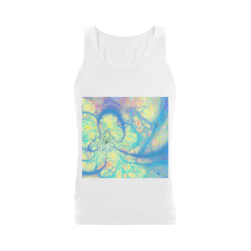 Blue Angel, Abstract Cosmic Azure Lemon Plus-size Men's Shoulder-Free Tank Top (Model T33)