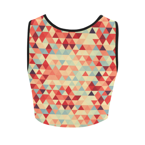 Modern Hipster TRINAGLES pattern red blue beige Women's Crop Top (Model T42)