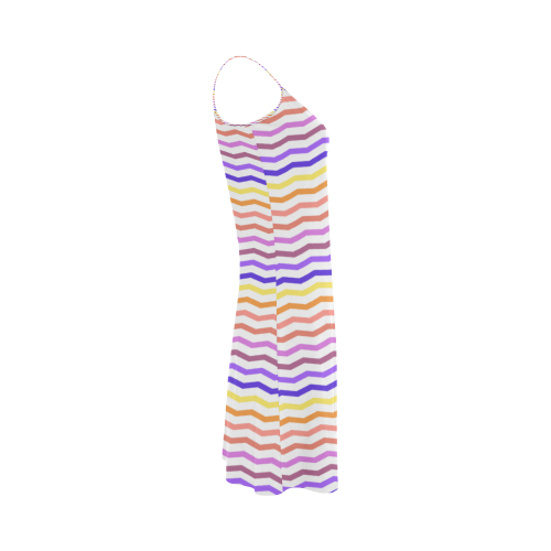 Colorfull Zig Zag Pattern Chevron White Alcestis Slip Dress (Model D05)