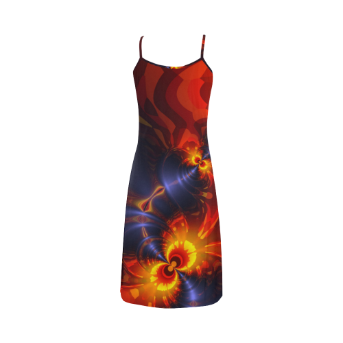 Butterfly Eyes, Abstract Violet Gold Wings Alcestis Slip Dress (Model D05)