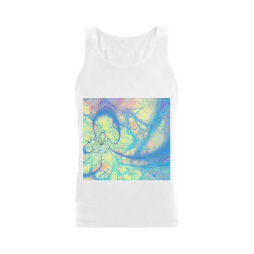 Blue Angel, Abstract Cosmic Azure Lemon Men's Shoulder-Free Tank Top (Model T33)