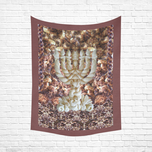 Menorah hallah Cotton Linen Wall Tapestry 60"x 80"