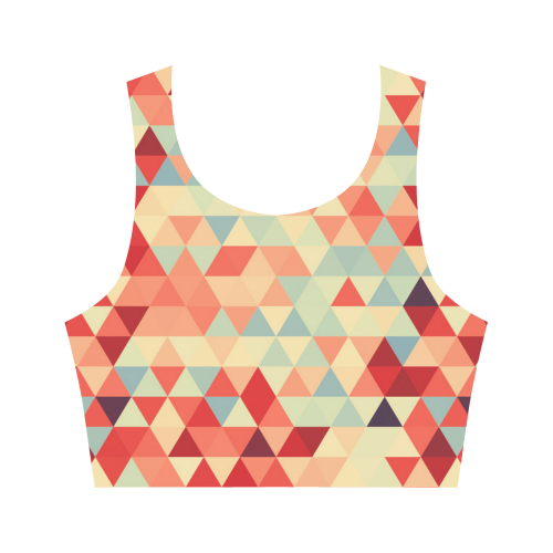 Modern Hipster TRINAGLES pattern red blue beige Women's Crop Top (Model T42)