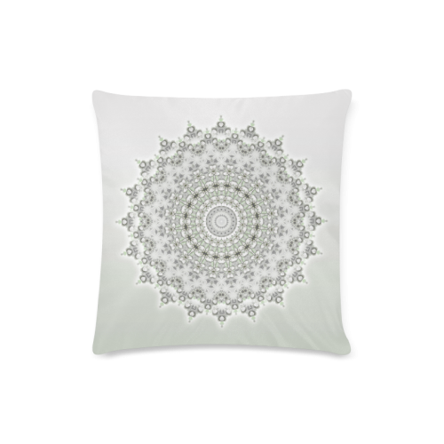 Kaleidoscope Fractal Mandala Grey Green Custom Zippered Pillow Case 16"x16"(Twin Sides)