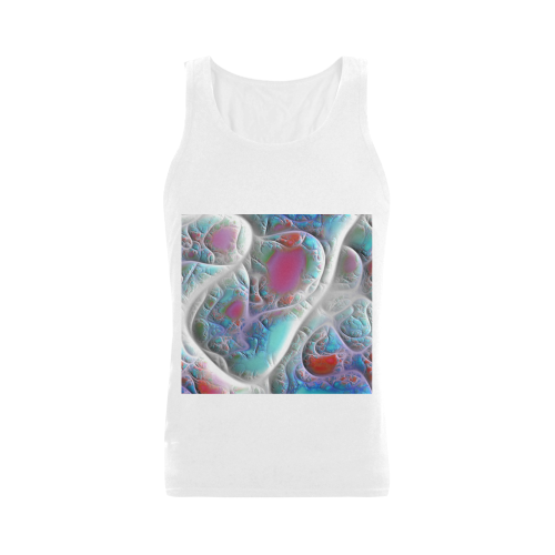 Blue & White Quilt, Abstract Delight Men's Shoulder-Free Tank Top (Model T33)
