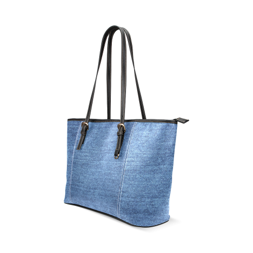 Classic Denim Blue Leather Tote Bag/Small (Model 1640)