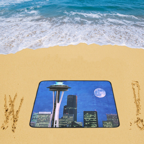 Seattle Space Needle Watercolor Beach Mat 78"x 60"