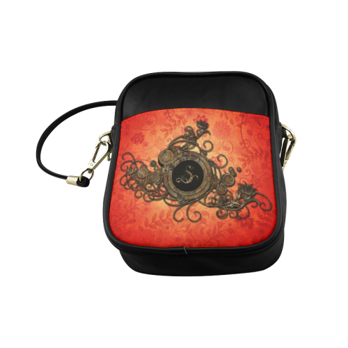 Decorative design, red and black Sling Bag (Model 1627)