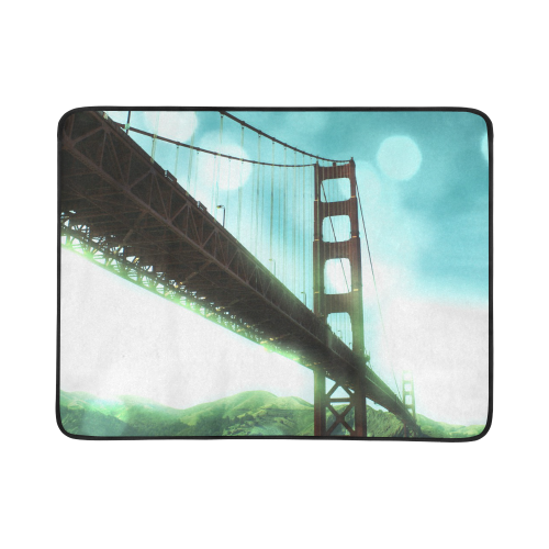 Green Bokeh Golden Gate Bridge Beach Mat 78"x 60"
